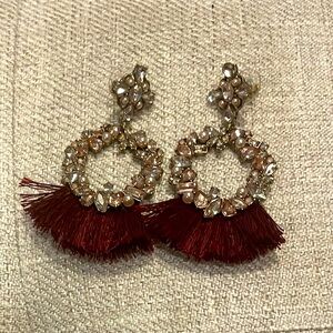 Elegant Red Tassel Earrings